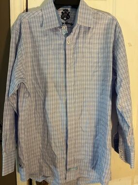 English Laundry Light Blue Windowpane Dress Shirt size 16.5